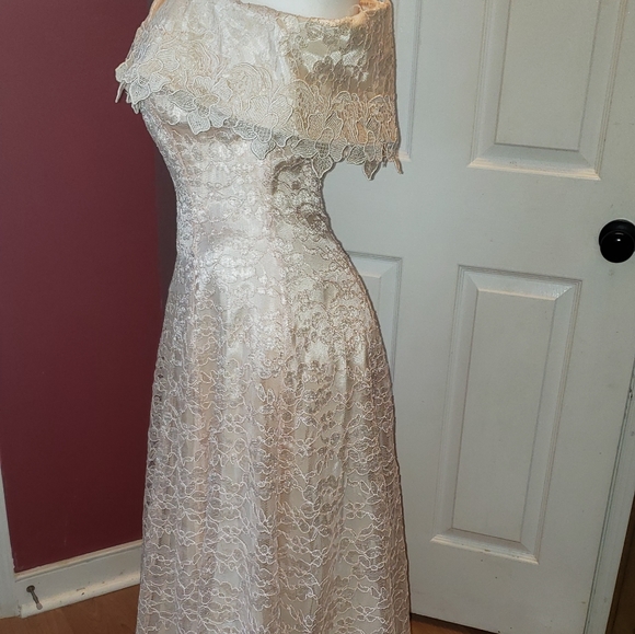 Cachet by Bari Protas lace Prom Dress 1980's - Picture 3 of 16